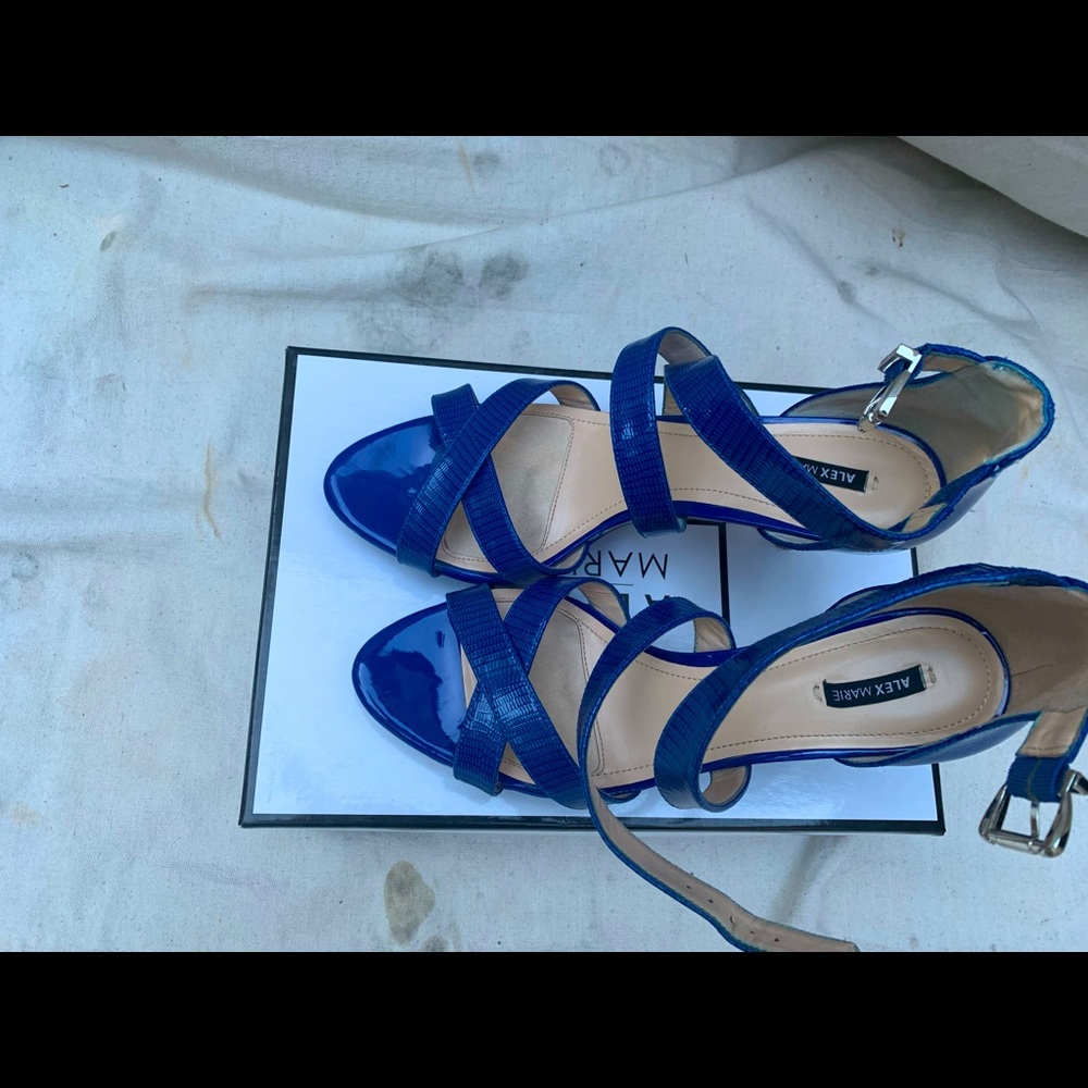 Barely worn Appx 4.5 inch. Leather strapped high heel sandal